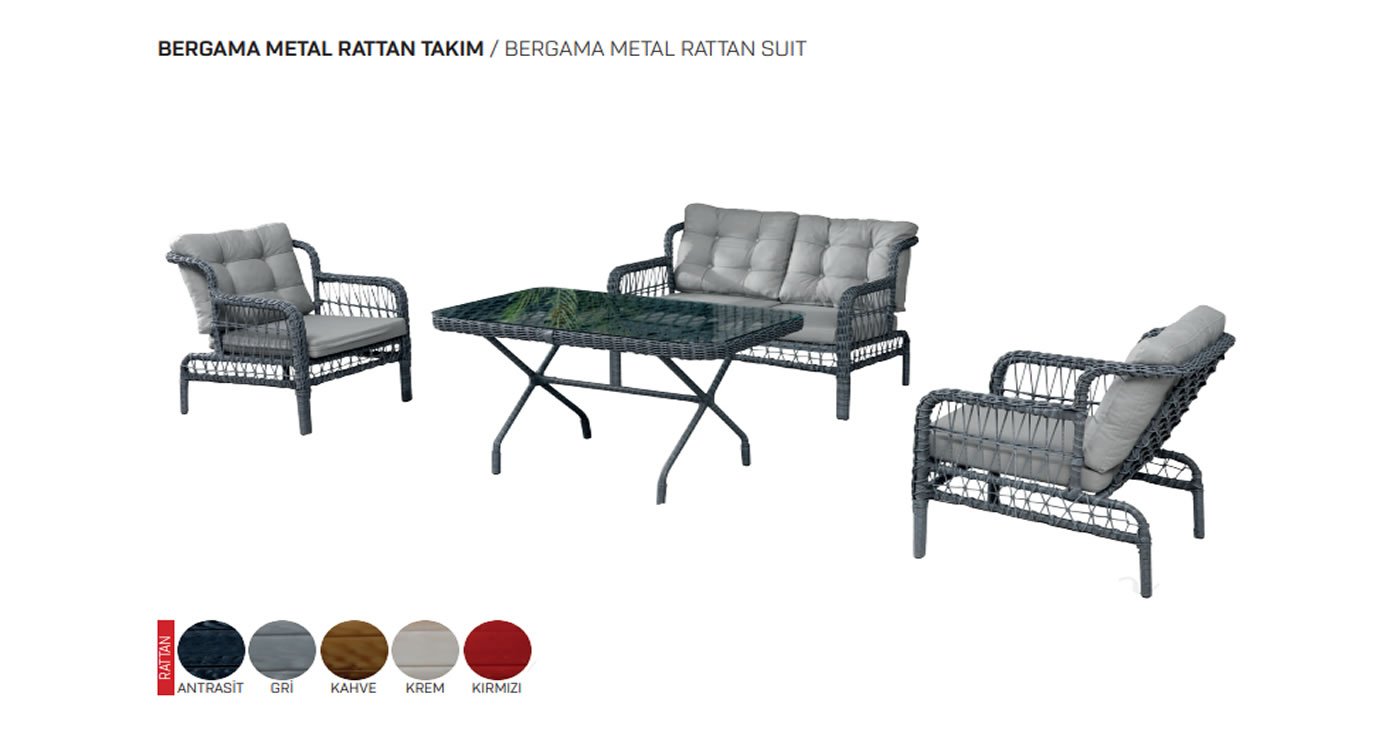 Bergama Metal Rattan Takım